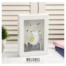 Копилка интерьерная пластик "Мишка и пчёлы" 17х12х3,8 см