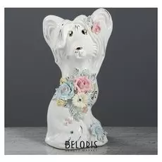 Копилка "Китайская хохлатая", глазурь, белый цвет, 26 см