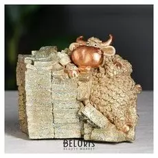 Копилка "Корова с деньгами", золотистый, 14 см