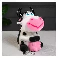 Копилка "Коровка лолли" цвет бело-черный, флок, 22 см