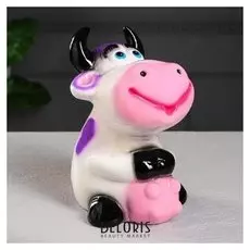 Копилка "Коровка лолли" цвет бело-сиреневый, глянец, 22 см