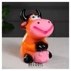 Копилка "Коровка лолли" цвет оранжево-белый, глянец, 22 см