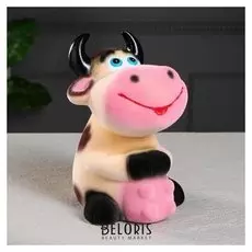 Копилка "Коровка лолли" цвет персиковый, флок, 22 см