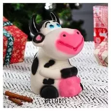 Копилка "Коровка лолли" флок, бело-черная, 22 см