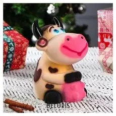 Копилка "Коровка лолли" флок, бежевая, 22 см