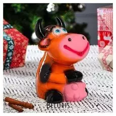 Копилка "Коровка лолли" глянец, рыже-коричневая, 22 см