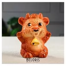 Копилка "Коровка с колокольчиком", символ года 2021, глазурь, 10 см