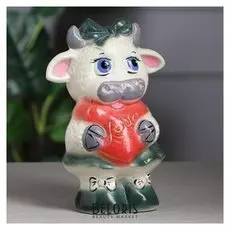Копилка "Коровка с сердечком", цветная глазурь, 24 см