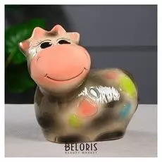 Копилка "Коровка", символ года 2021, глазурь, серая, 22 см