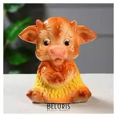 Копилка "Коровка в платьице", символ года 2021, глазурь, 19,5 см