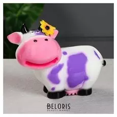 Копилка "Коровка зорька" цвет бело-сиреневый, глянец, 18 см