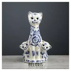 Копилка "Кошка с котятами", покрытие лак, белая, 28 см