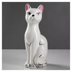 Копилка "Кот кузя", покрытие глазурь, белая, 32 см