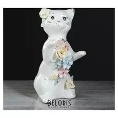 Копилка "Кот попрошайка", покрытие лак, белая, 20 см