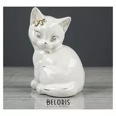 Копилка "Котик яша", покрытие лак, белая, 12 см
