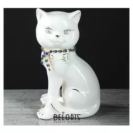 Копилка "Котёнок кукла", покрытие глазурь, белая, 16 см