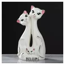 Копилка "Коты семья", покрытие глазурь, белая, 26,5 см