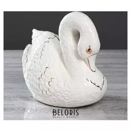 Копилка "Лебедь", лепка, роспись золотистая, 19 см