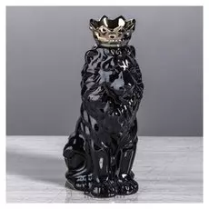 Копилка "Лев с короной", глянец, черная, 25 см