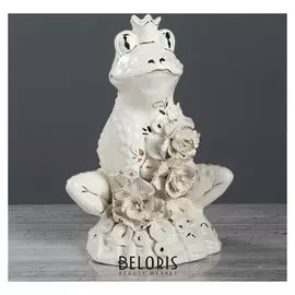 Копилка "Лягушка- царевна №1", глазурь, белый цвет, 25 см