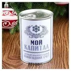 Копилка металл банка "Мой капитал. личный накопительный новогодний счёт" 10х7,3х7,3 см