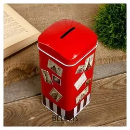 Копилка металл "Почтовые марки" 16х7х7 см