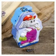 Копилка металл "Слонёнок-строитель" с замком и ключиком 10,5х8х4,5 см