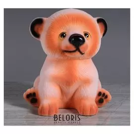 Копилка "Мишка гришка", флок, персиковый цвет, 21 см