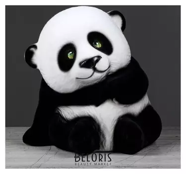 Копилка "Панда", флок, чёрный цвет, 19 см