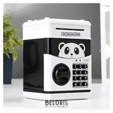 Копилка пластик для монет и купюр "Сейф - панда" кодовый замок, звук 3АА 19х13х12 см