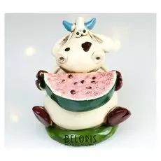 Копилка полистоун "Бычок гаврюша с арбузом" 9,5х12х7,5 см