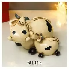 Копилка полистоун "Бычок гаврюша с мамой" 10х16х5х14 см