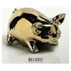 Копилка "Поросенок", булат, золотистый цвет, 8,5 см