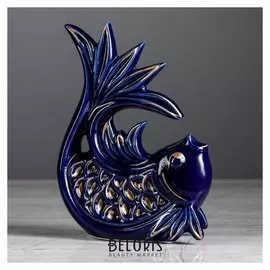 Копилка "Рыбка", глянец, синий цвет, 18 см