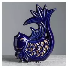 Копилка "Рыбка", глянец, синий цвет, 21 см