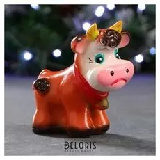 Копилка "Символ года: бычок с колокольчиком" 12х12х8см