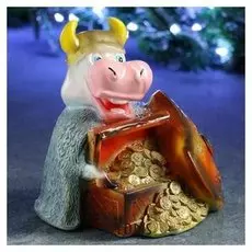 Копилка "Символ года: Бык с сундуком" 21х18х16см