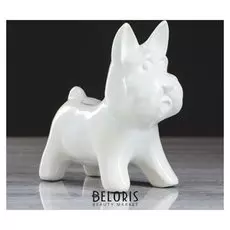 Копилка "Собачка агнес", глазурь, белый цвет, 16 см