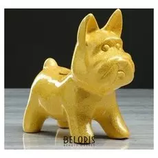 Копилка "Собачка агнес", глянец, золотистый, 16 см