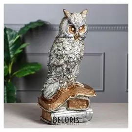 Копилка "Сова на книгах", серая, 38 см