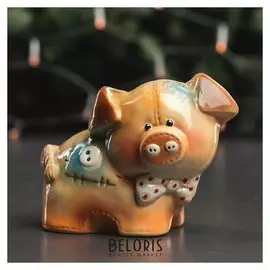 Копилка "Свинка ласкуток", глазурь, разноцветная, 13 см