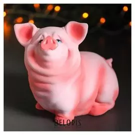 Копилка "Свинка нюся", флок, розовый цвет, 24 см