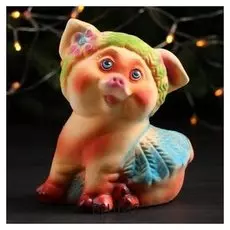 Копилка "Свинка рюшечка", флок, разноцветная, 18 см