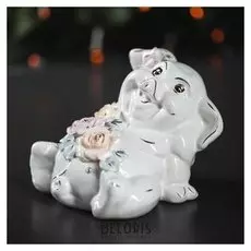 Копилка "Свинка толстопуз", глазурь, белый цвет, 13 см