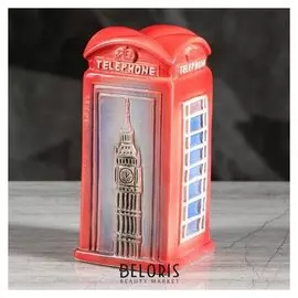 Копилка "Телефонная будка", глянец, красный цвет, 17 см