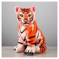 Копилка "Тигренок рыжий", покрытие глазурь, оранжевая, 30 см