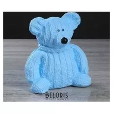 Копилка "Вязаный мишка" голубой цвет, 20 см