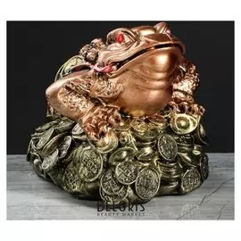 Копилка "Жаба феншуй", глянец, бронзовый цвет, 16 см