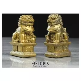 Копилки "Небесные львы", набор из 2-х шт, золотистый цвет,11 см