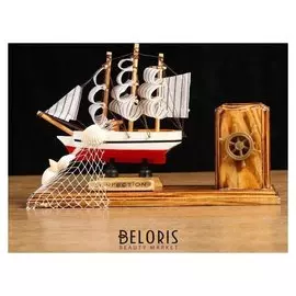 Корабль сувенирный на подставке, с карандашницей 22*7*15см